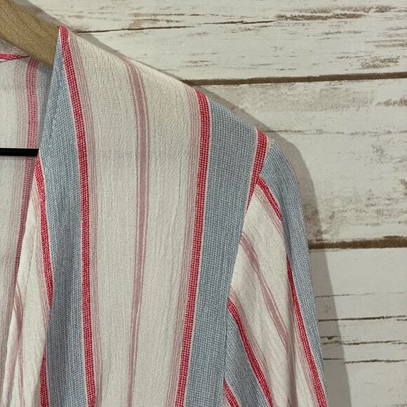 Lulus Pippi Pink Striped Tie-Front Bell Sleeve Top - Medium - Picture 7 of 13